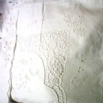 Elegant duvet cover of Renaissance Lace and Broderie Anglaise Embroidered florets