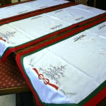 Charlie Brown Christmas Tree and Rocking Horse embroidered table runners & doilies.