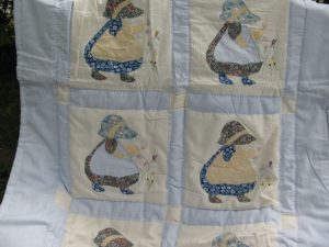 Sun Bonnet Girl Baby Quilt Pattern Applique Finished Size 45 inches by 16 inches Baby Gift