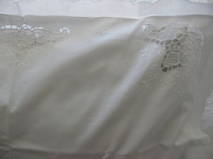 Venetian Needle Lace Pillow Sham White Cotton Flange Oxford Case