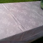 Shell Pink Cotton damask tablecloth- woven Lotus design