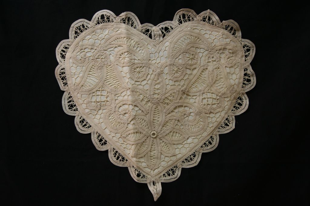 10” X 10” New 100% Cotton 12 Hand Made Crocheted Heart Shaped White Doilies 