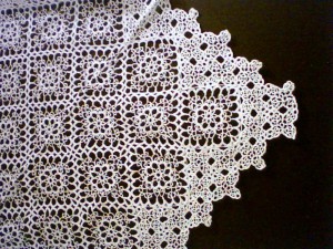 Tatting Lace handmade Snowflake tablecloth with Celtic 